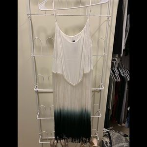 White and Blue Cocktail Fringe Dress